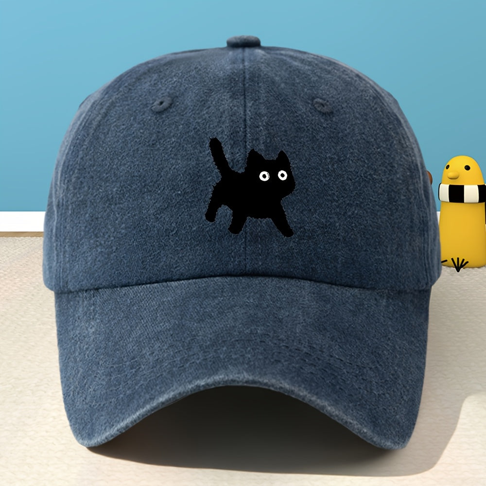 A Unisex Printed Baseball Cap, Unisex Classic Washed Distressed Retro Duck Tongue Hat, Outdoor Leisure Sports Shopping Vacation Hat, Personalized Street Rock Rap Hip-Hop Hat, Soft And Comfortable, Sweat-Absorbent, Adjustable Hat