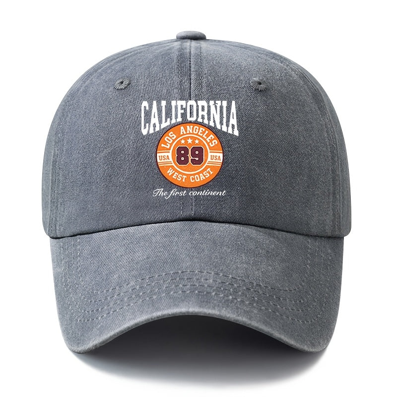 A Unisex Fashionable and Versatile Printed CALIFORNIA Baseball Cap, Featuring a Classic Vintage Washed Lightweight Curved-brim Design. Suitable for Outdoor Vacations, Travel, Camping, and Other Casual Occasions. Also Ideal as a Hip-hop Hat