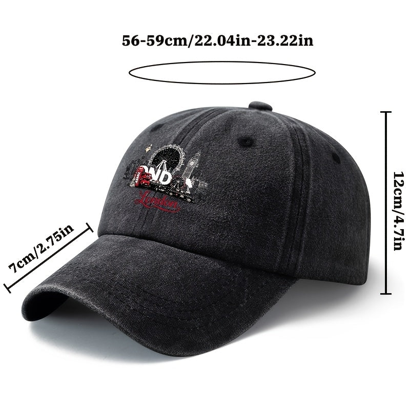 A Unisex Fashionable and Versatile Printed Ferris Wheel Baseball Cap, Featuring a Classic Vintage Washed Outdoor Lightweight Curved Brim. Suitable for Casual Occasions Such as Outdoor Vacations, Travel, and Camping. Also Works as a Hip-hop Hat