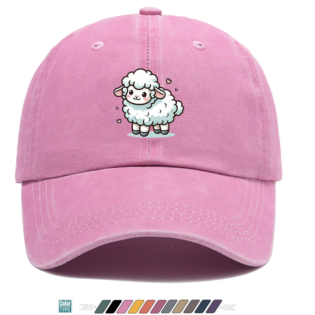 1pc Cute Cartoon Sheep Print Baseball Cap, Soft Breathable Sun Hat, Adorable Healing Style Fashion Hat, Unisex Adjustable Duckbill Cap, Casual Outing Hat, Girly Bestie Hat, Suitable for Picnics, Shopping, Strolling, Travel