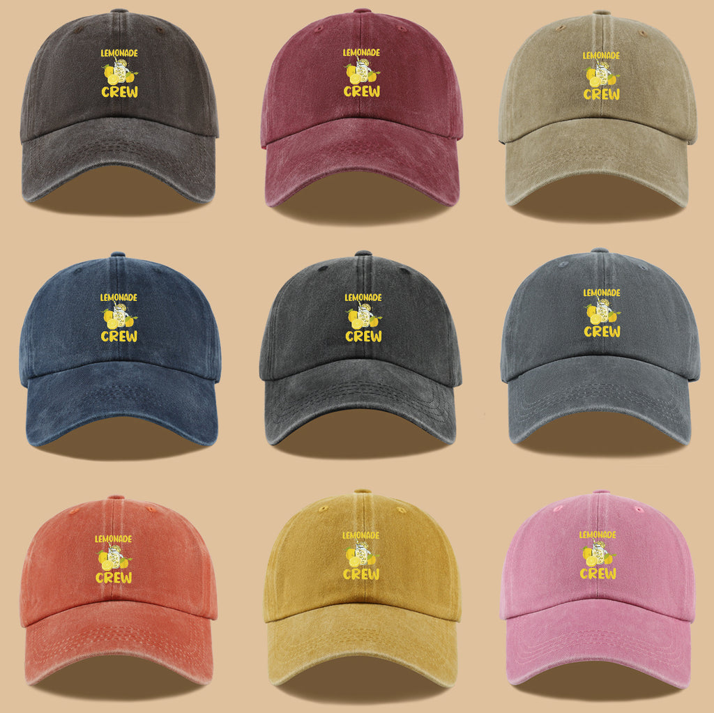 1pc Lemon-Themed "LEMONADE CREW" Printed Baseball Cap, Fresh Summer Style Sun Hat, Fashionable And Fun Design, Unisex Duckbill Cap, Adjustable Size, Casual Outing Sun Hat, Bestie Gathering Bestie Hat, Couple Date Couple Hat, Suitable for Picnics