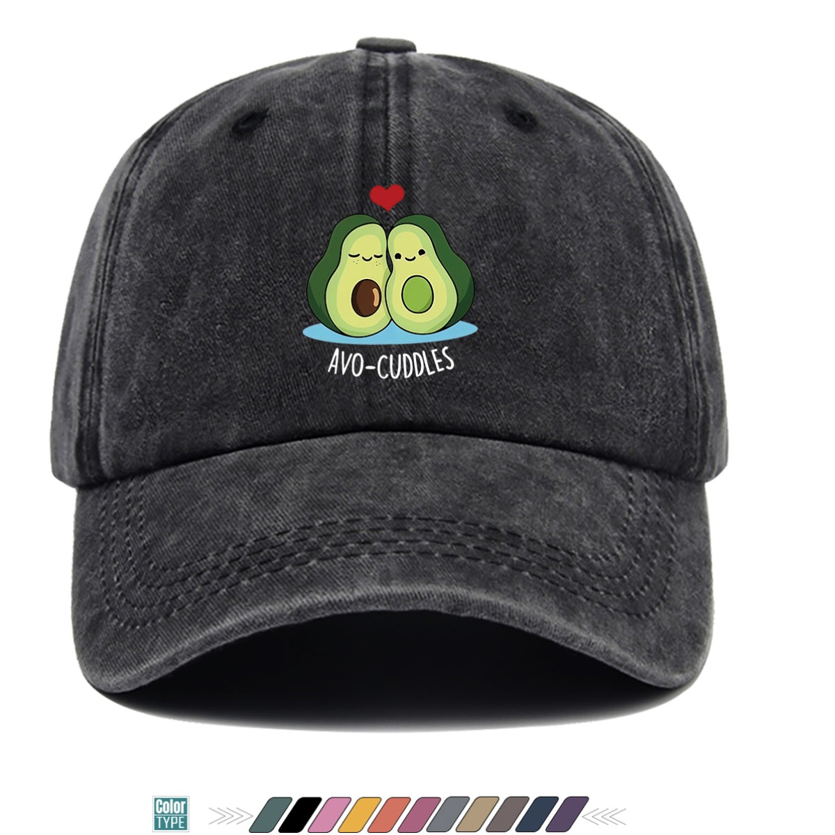 1pc Avocado Couple Print Baseball Cap Cute Cartoon Design Sun Hat Fashion Fresh Unisex Adjustable Size Duckbill Cap Suitable for Outdoor Picnic, Shopping, Dating, Travel