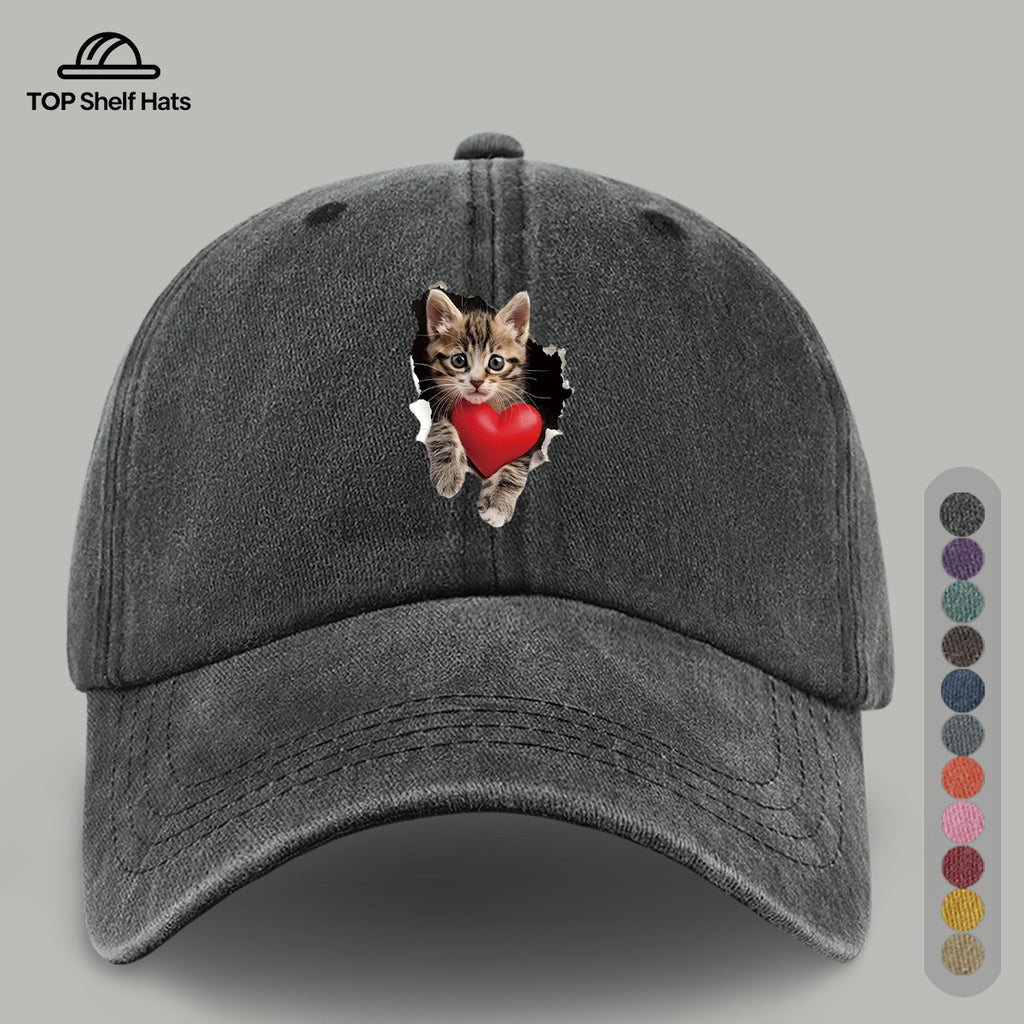 1pc Kitten Print Baseball Cap for Women & Men - Adjustable Snapback, Lightweight Breathable Suitable for Beach, Hiking, Fishing, Daily Wear - Cute Kitten Cap for Outdoor Sports, Gifts for Birthdays, Valentines, for &
