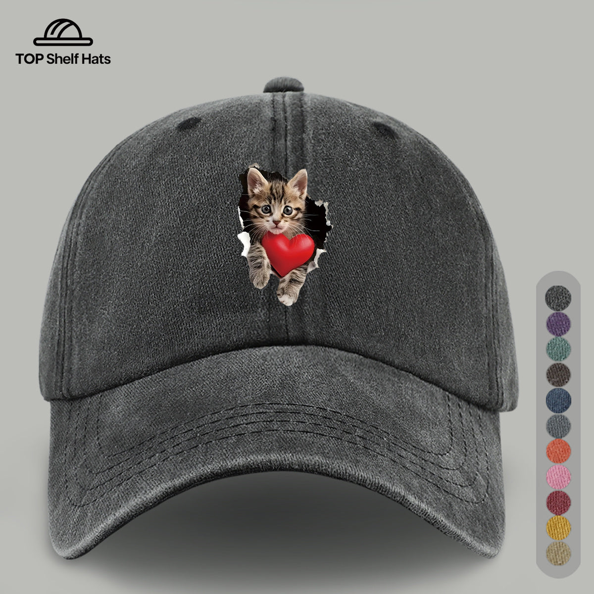 1pc Kitten Print Baseball Cap for Women & Men - Adjustable Snapback, Lightweight Breathable Suitable for Beach, Hiking, Fishing, Daily Wear - Cute Kitten Cap for Outdoor Sports, Gifts for Birthdays, Valentines, for &
