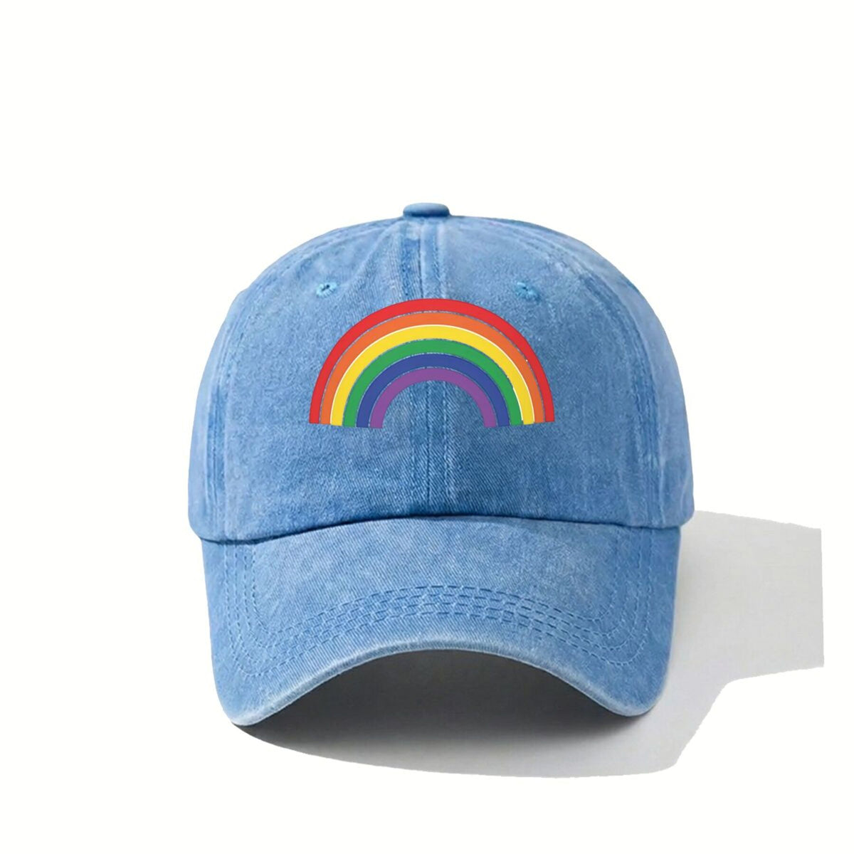 Colorful Rainbow Trendy Dad Hat with Soft Top Design, Street Culture Baseball Cap, Soft Fabric, Breathable And Comfortable, Outdoor Sports Sunshade Driving Hat