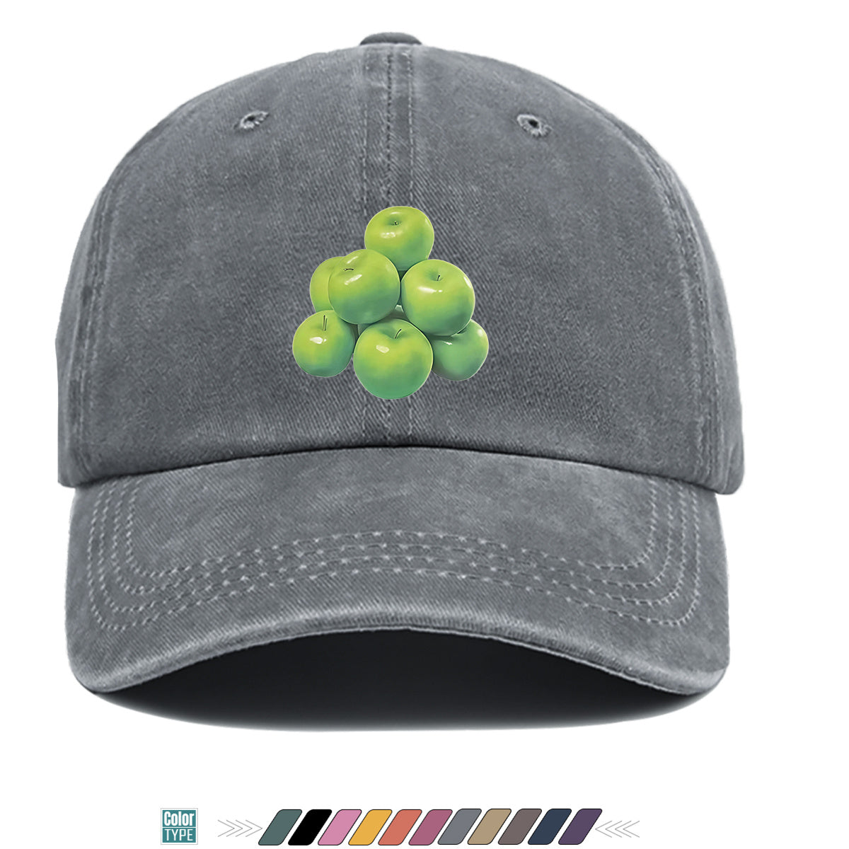 1pc Green Apple Print Baseball Cap for Men & Women - Adjustable Unisex Hat with Stacked Apple, Suitable for Outdoor, Travel, Parties, Casual Wear - Fresh, Holidays, Anniversaries - Apple-Themed Cap