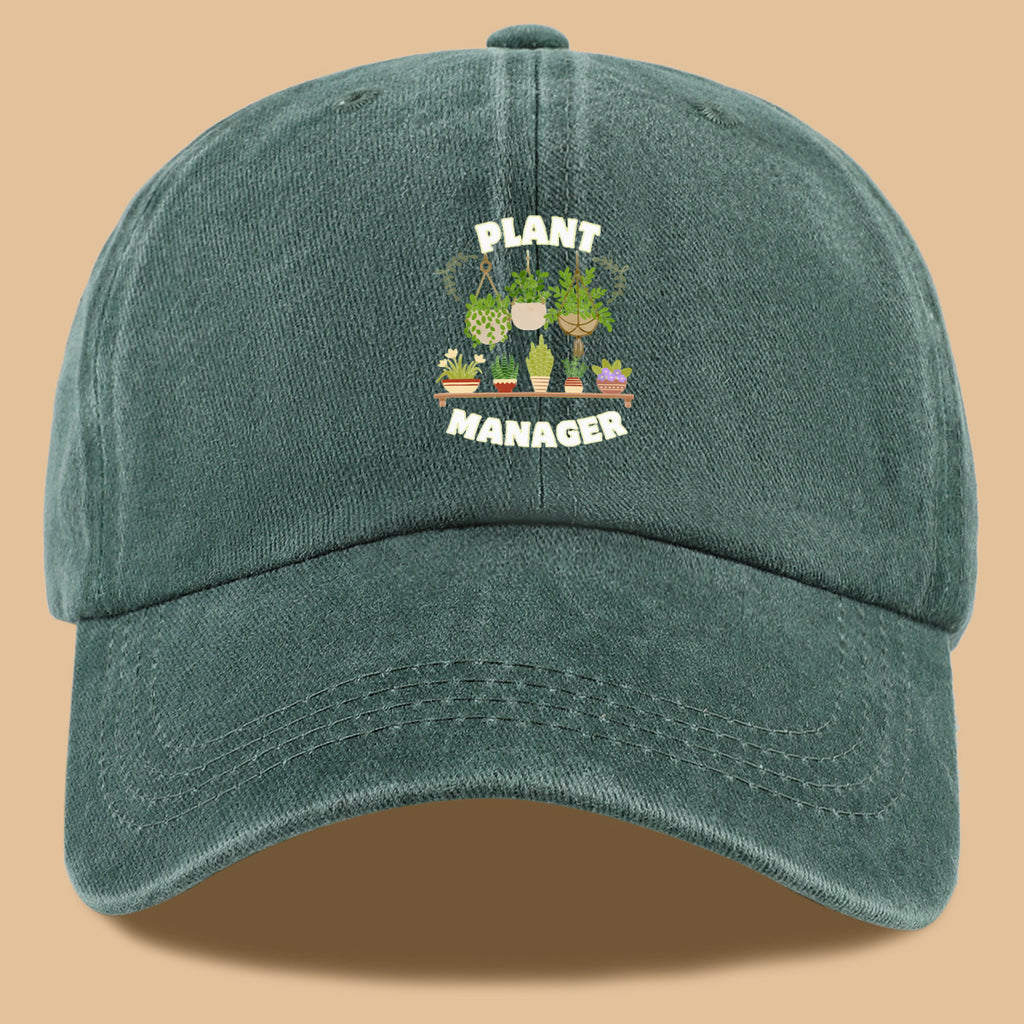 1pc "PLANT MANAGER" Plant-Themed Printed Baseball Cap, Cute Greenery Pattern Sun Hat, Fashionable Fresh Aesthetic Unisex Cap, Adjustable Size Gardening Enthusiast Essential Hat, Office Desktop Plant Lover Hat, Suitable for Outdoor Gardening