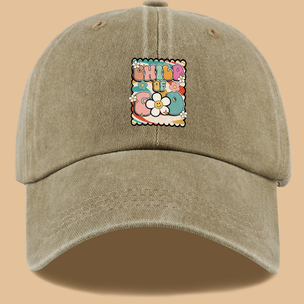 1pc "CHILD OF GOD" Vintage Fun Floral Print Baseball Cap, Comfortable and Breathable Sun Hat, Stylish, Colorful, and Beautiful, Unisex Adjustable Baseball Cap, Casual Street Fashion Hat, Outdoor Sun Hat for Sunbathing, Suitable for Daily Outings