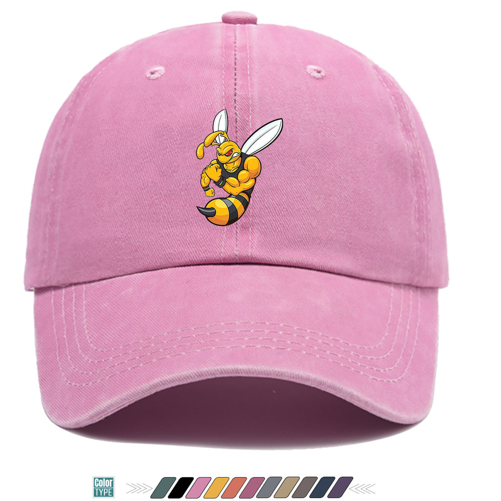 1pc Muscle Bee Cartoon Print Baseball Cap, Trendy Individual Sun Hat, Fashionable Street Hip-Hop Style Unisex Adjustable Duckbill Cap, Essential for Outings, Outdoor Camping Sun Hat, Sports Fitness Trendy Hat, Bestie Couple Matching Hat