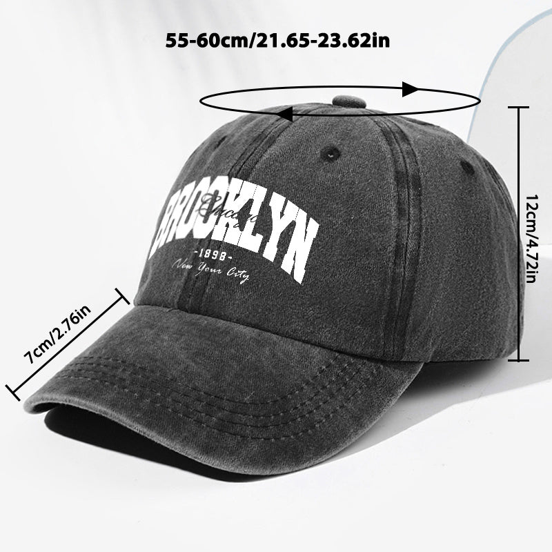 Unisex BROOKLYN1898 Letter Print Washed Vintage Baseball Cap Fashion Men Women Sun Hat Adjustable Size Trucker Cap Suitable for All Seasons Daily Wear