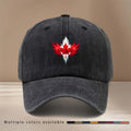 Red Maple Leaf Pattern Baseball Cap Lightweight Fashion Duckbill Hat Unisex Vintage Distressed Style for Parties, Camping, And Hip-Hop Outfits, Trendy Comfortable Curved Brim Hat with Texture And Versatile Fit, Casual Hat with Adjustable Size