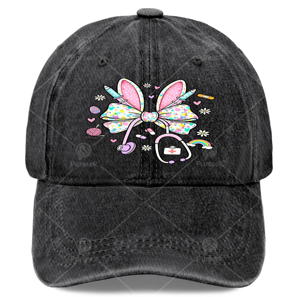Nurse Stethoscope Baseball Cap - Retro Printed Full Body Iconic Symbol, Suitable for Christmas, Games, Nurse Uniforms, Unisex, Hand Wash Or Dry Clean