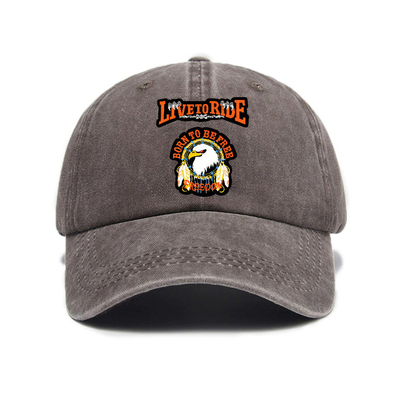 Fashionable and Versatile, This Printed Washed Distressed Soft-top Sun- Baseball Cap Is Designed for Cycling and Is Unisex