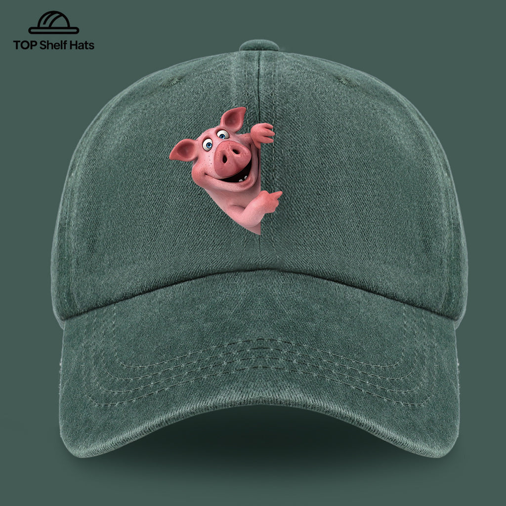 1pc 1pcs Cute Pig Print Baseball Cap Suitable for Men & Women, Lightweight Breathable Adjustable Cap with Pig, for Outdoor, Beach, Hiking, Fishing, Wedding, Birthday Gift, Pig-Themed Casual Hat for Casual Attire