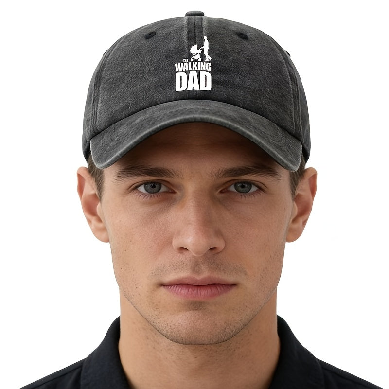 Unisex Fashion Versatile Printed WALKING DAD Baseball Cap, Classic Retro Washed Outdoor Lightweight Curved Brim Hat, Trucker Cap, Suitable for Outdoor Vacation Travel Camping And Casual Occasions, Holiday Party Hip-Hop Hat