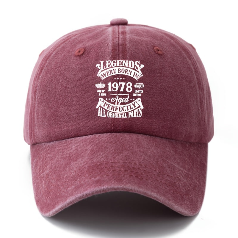 Unisex, Fashionable And Versatile Printed S 1978 Baseball Cap, Classic Retro Washed Outdoor Lightweight Curved Brim Cap, Suitable for Outdoor Vacations, Travel, Camping, And Other Casual Occasions, Hip-Hop Cap for Holiday Parties, Casual Cap