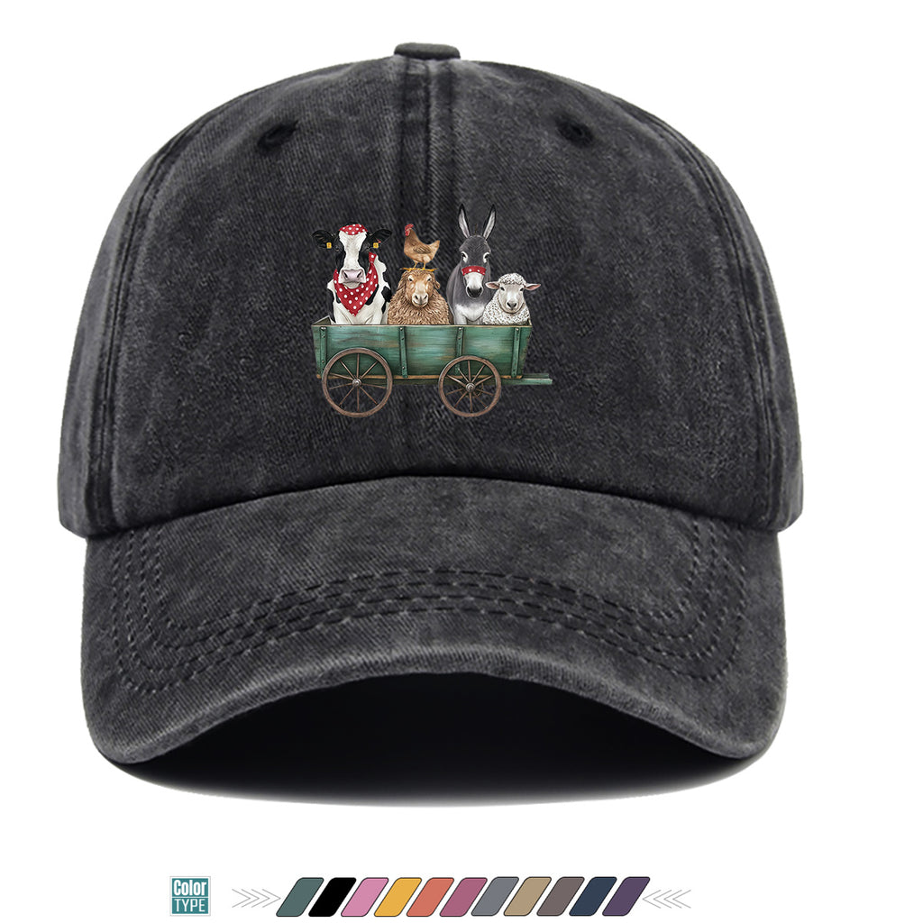 1pc Farm Animal Fun Cartoon Print Baseball Cap, Comfortable Breathable Sun Hat, Fashionable Cute Aesthetic Unisex Cap, Adjustable Size, Travel Hat, Pastoral Style Casual Hat, Suitable for Outdoor Picking, Farm Tour, Picnic, Dog Walking