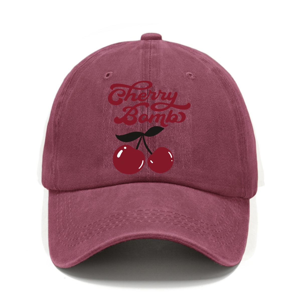 Vintage Cherry Bomb Print Washed Baseball Cap, a Fresh Retro-Style Men'S Hat, Suitable for Spring And Summer Casual Wear, Versatile Hat, Comfortable And Breathable, Perfect for Outdoor Use, Matching Outfits