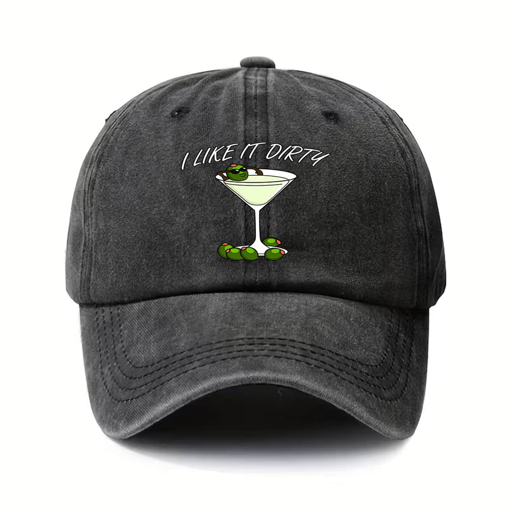 Men'S Dirty Martini Cocktail Baseball Cap - Adjustable Buckle Cap, Featuring Olive And Martini Charms, Green Olive Accents, Machine Washable Unisex Hat, Suitable for Parties, Everyday Wear, Bartender Gifts, And Drink Additions