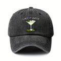 Men'S Dirty Martini Cocktail Baseball Cap - Adjustable Buckle Cap, Featuring Olive And Martini Charms, Green Olive Accents, Machine Washable Unisex Hat, Suitable for Parties, Everyday Wear, Bartender Gifts, And Drink Additions