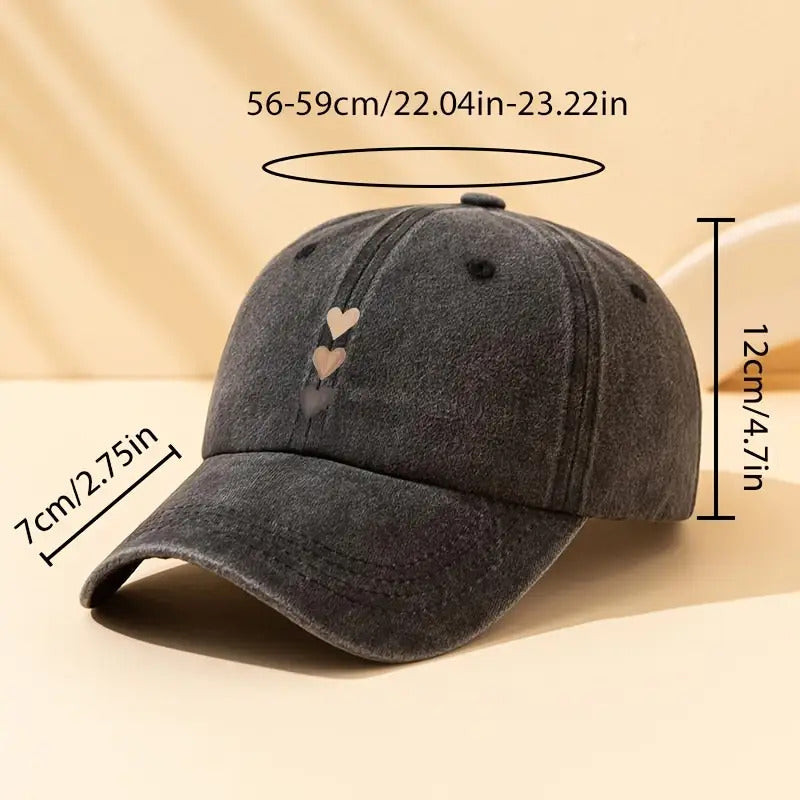 Three-Stripe Heart-Shaped Fashion Print Baseball Cap Multi-Functional Outdoor Casual Fisherman Hat