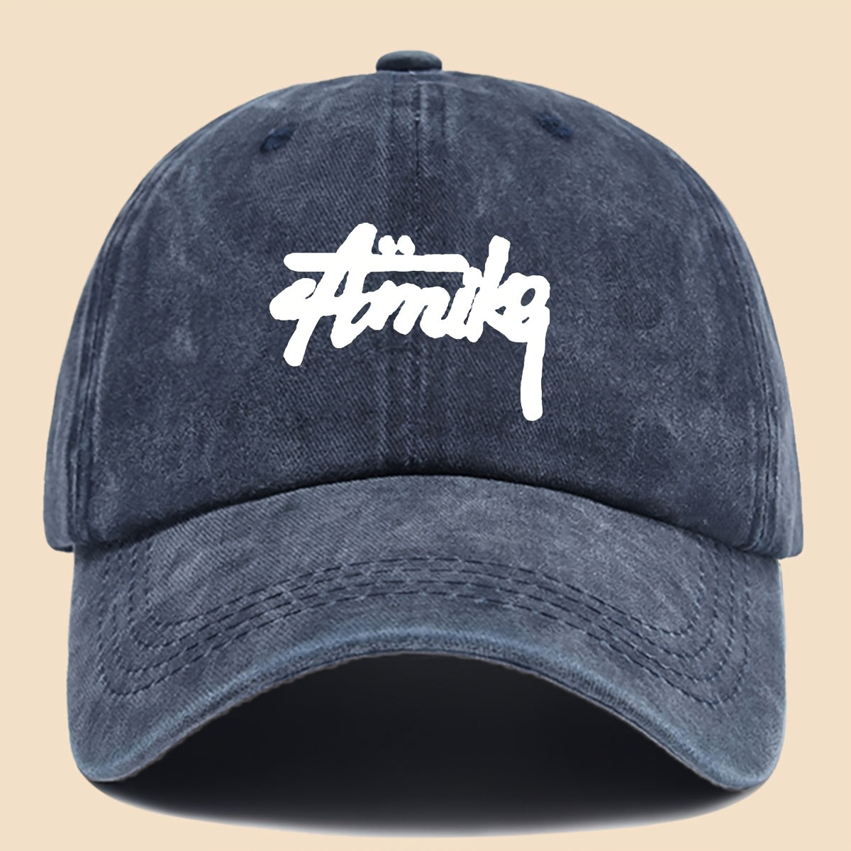 1pc AMIKE Printed Urban Cool Baseball Cap - Unisex Adjustable Washed Skate Cap for Outdoor Adventures, Breathable Fashion Unisex Design, Perfect for Hiking, Fishing, Dating - Ideal Gift for Teens, Couples, and Families for Birthdays/Holidays