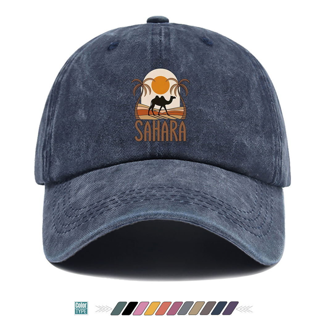 1pc Sahara-Themed Camel and Palm Tree Print Baseball Cap, Comfortable and Breathable Sun Hat, Stylish, Simple, and Beautiful, Unisex Baseball Cap with Adjustable Size, Trucker Hat, Beach Vacation Hat, Suitable for Outdoor Adventures, Desert Travel