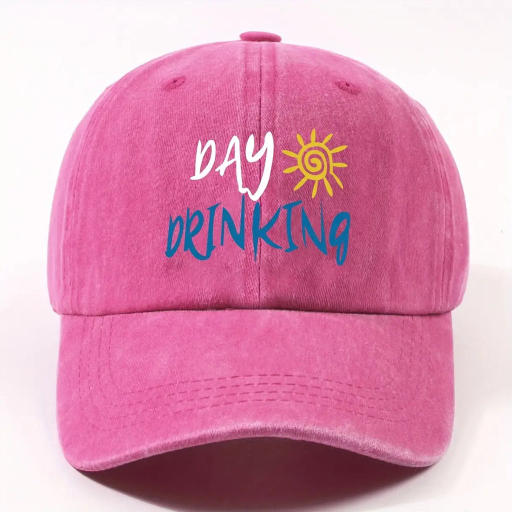 Retro Worn-Out Baseball Cap Featuring a "Daily Drink" Sun Design - Adjustable, Lightweight, Unisex Outdoor Hat Ideal for Biking, Everyday Use, And Festive Gatherings - Available in Various Colors (Black, Dark Gray, Pink, Military Green, Etc.)