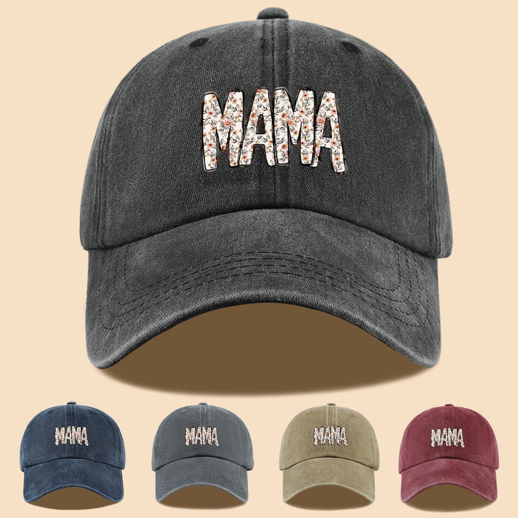 1pc 1pcs "Mom" Floral & Letter Print Baseball Cap Suitable for for Men & Women, Adjustable Duckbill Hat with Mom-Themed, Breathable Unisex Cap for Outdoor, Travel, Gifts for Mom, Birthdays, Casual Wear - Fashionable Duckbill Cap