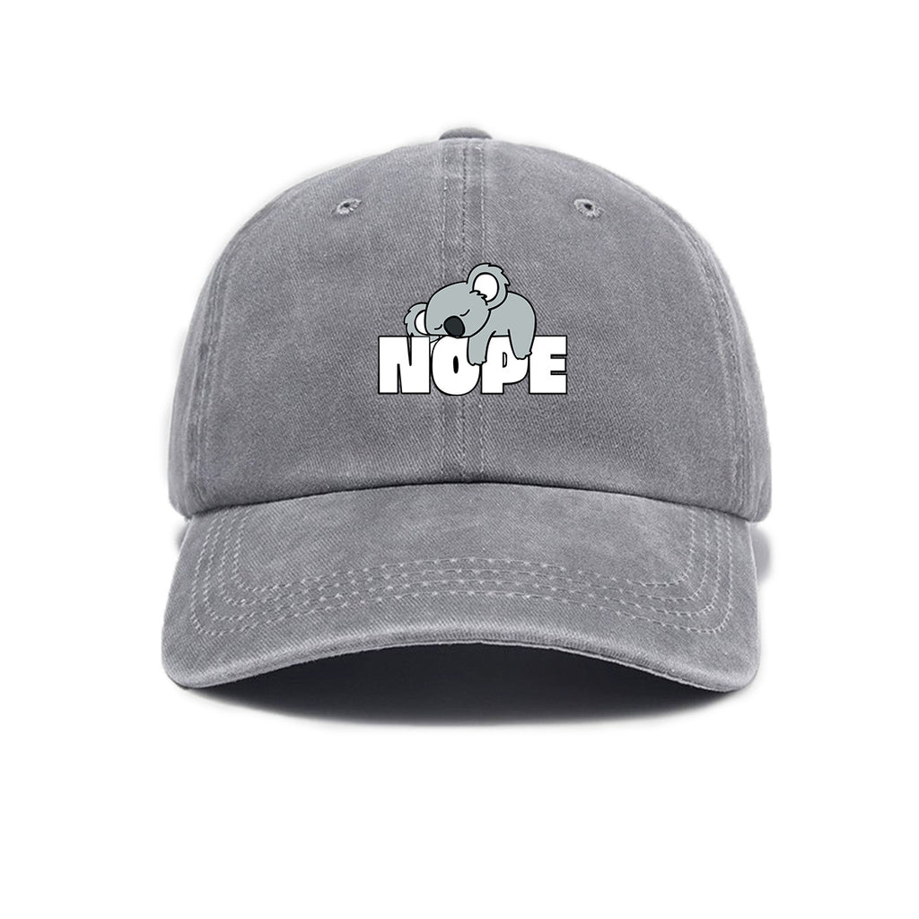 Washed Distressed Printed Baseball Cap Adult Cute Cartoon Koala Letter Print Distressed Soft Top Baseball Cap Unisex Sun Hat