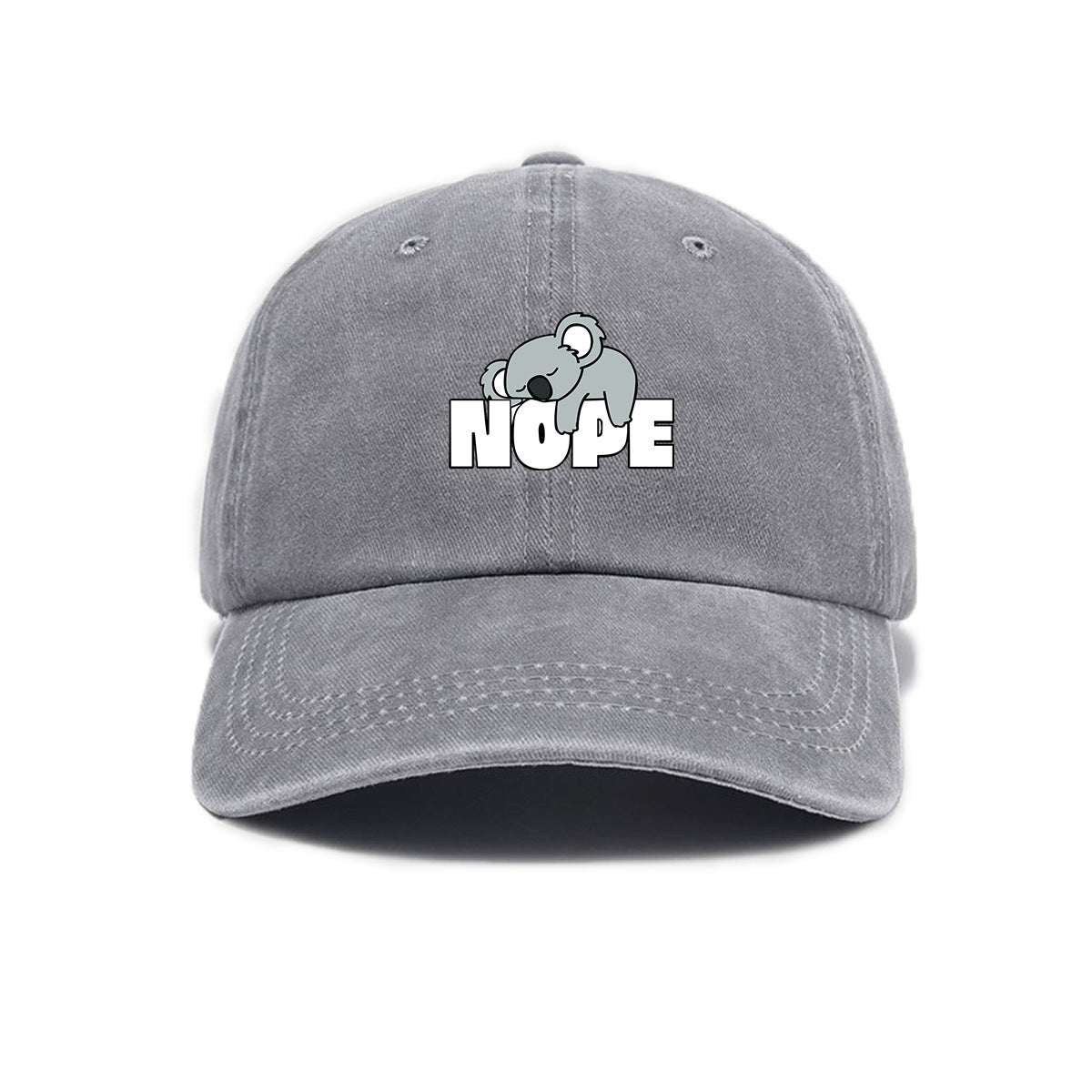 Washed Distressed Printed Baseball Cap Adult Cute Cartoon Koala Letter Print Distressed Soft Top Baseball Cap Unisex Sun Hat