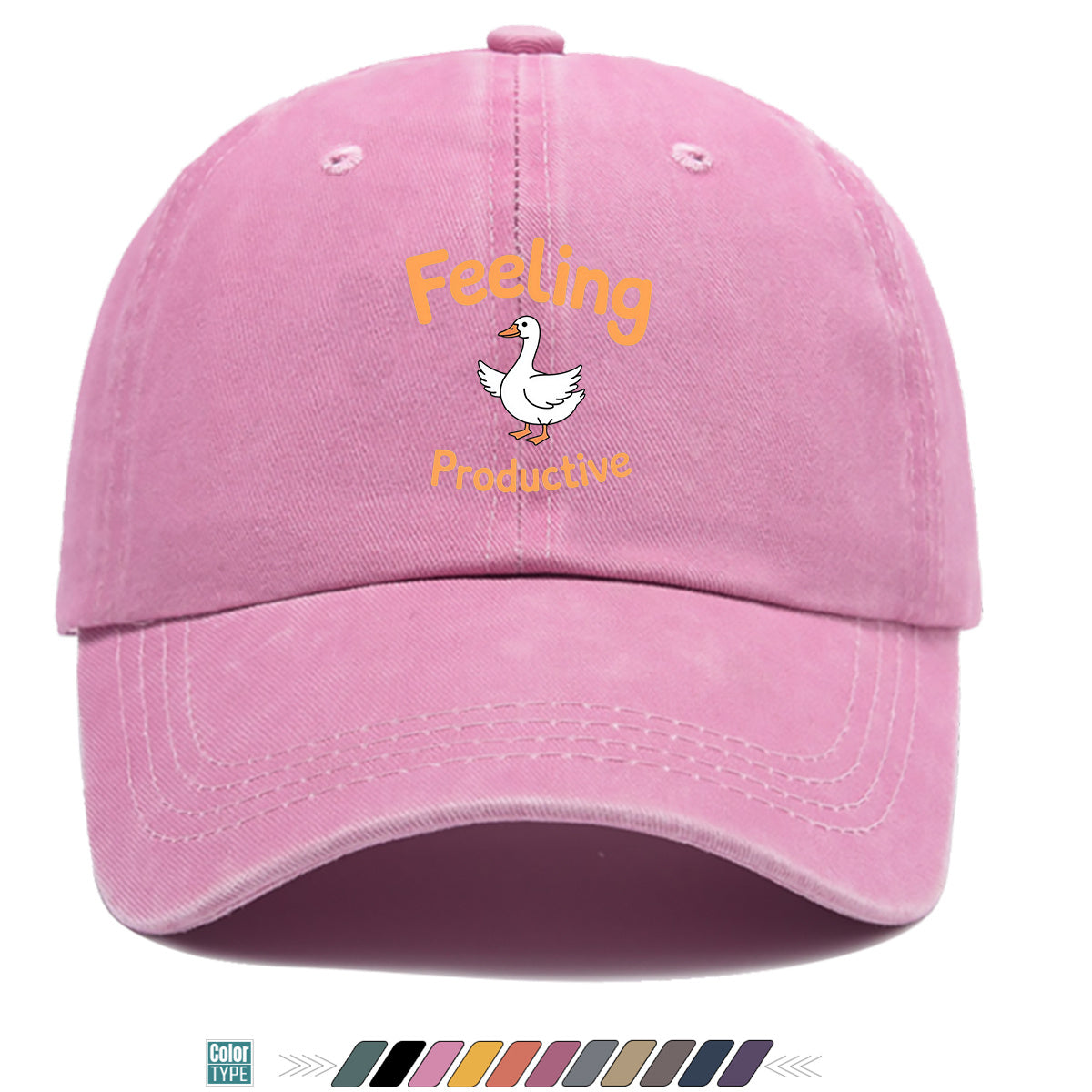 1pc Fun Duck "Feeling Productive" Printed Baseball Cap, Comfortable and Breathable Sun Hat, Stylish, Simple, and Beautiful, Unisex Adjustable Baseball Cap, Trucker Hat, Beach Vacation Hat, Suitable for Outdoor Fishing, Hunting, Vacations
