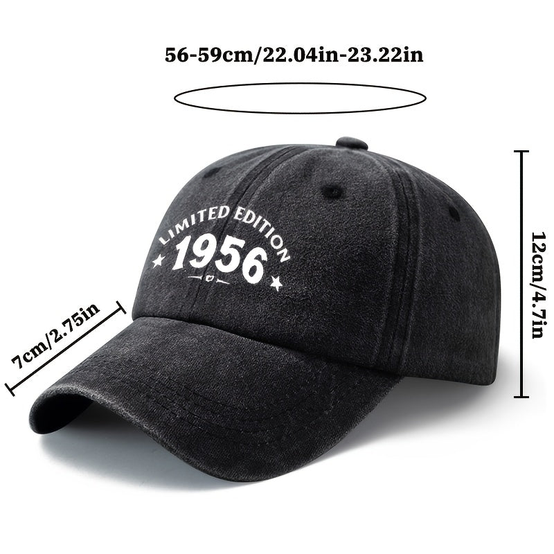 A Unisex, Fashionable and Versatile Printed LIMITED 1956 Baseball Cap, a Classic Retro Washed Outdoor Lightweight Curved Brim Cap, Suitable for Outdoor Vacations, Travel, Camping, and Other Casual Occasions, a Hip-hop Cap for Holiday Parties, a Casua