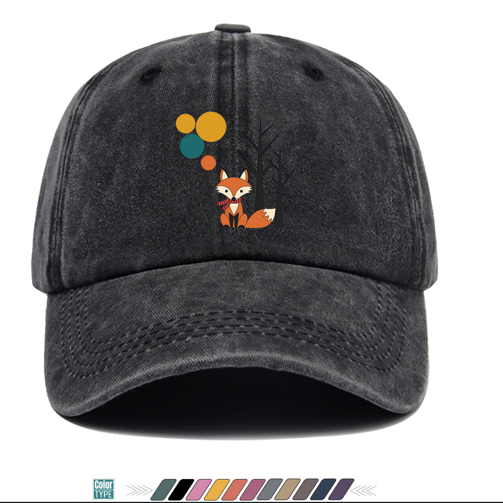 1pc Cartoon Fox Wearing Red Scarf Print Baseball Cap Colorful Geometric Background Sun Hat Fashionable And Beautiful Unisex Duck Tongue Cap Adjustable Size Casual Travel Hat Street Trendsetter Essential Suitable for Daily Wear, Shopping, Travel