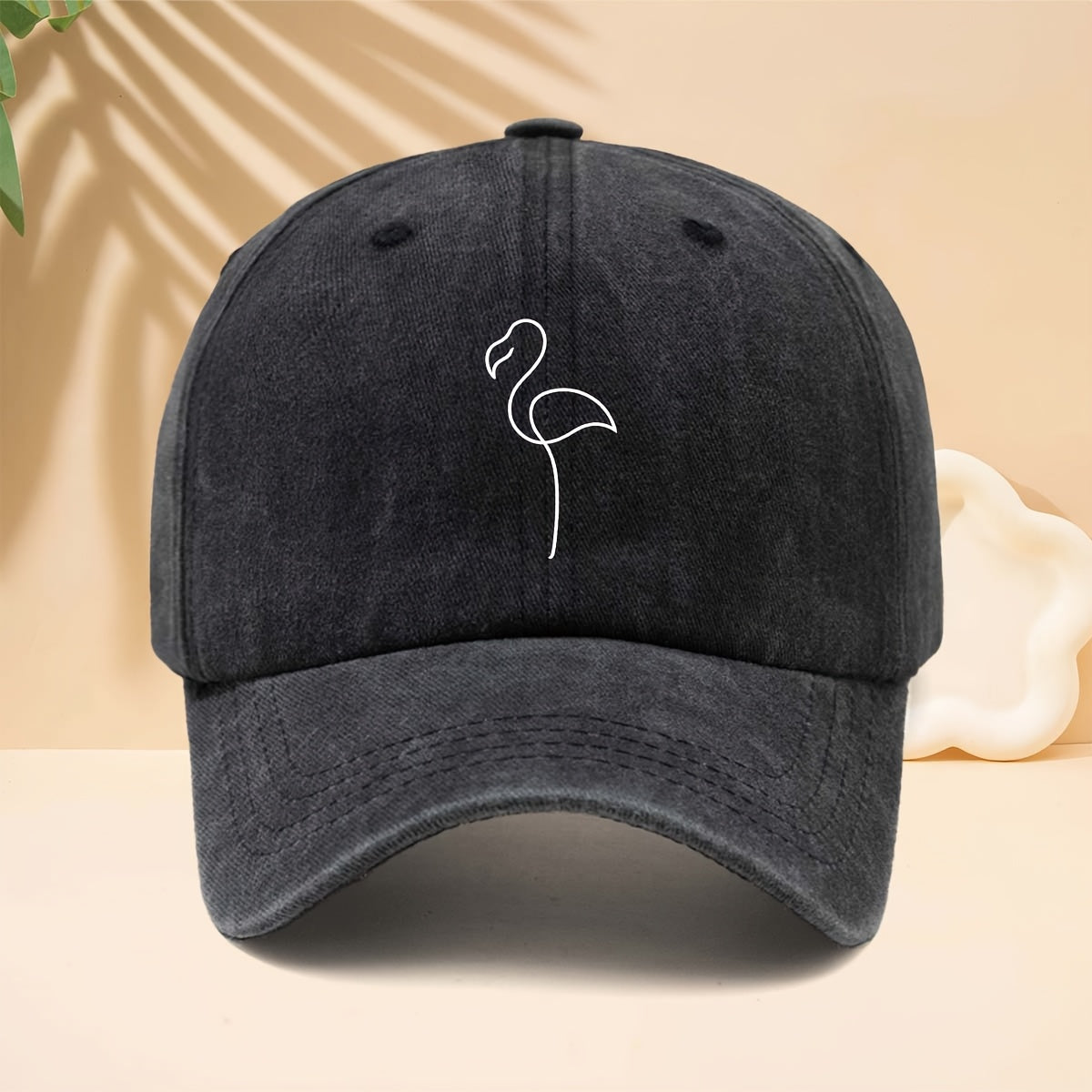 Baseball Cap with Line Flamingo Pattern, American Retro Minimalist Literary Street Style Adjustable Unisex Casual Hat, All-Season Bending Brim Hat for Walking, Parties, Shopping, Dates, And Parties, Hip-Hop Hat with Soft Top Design