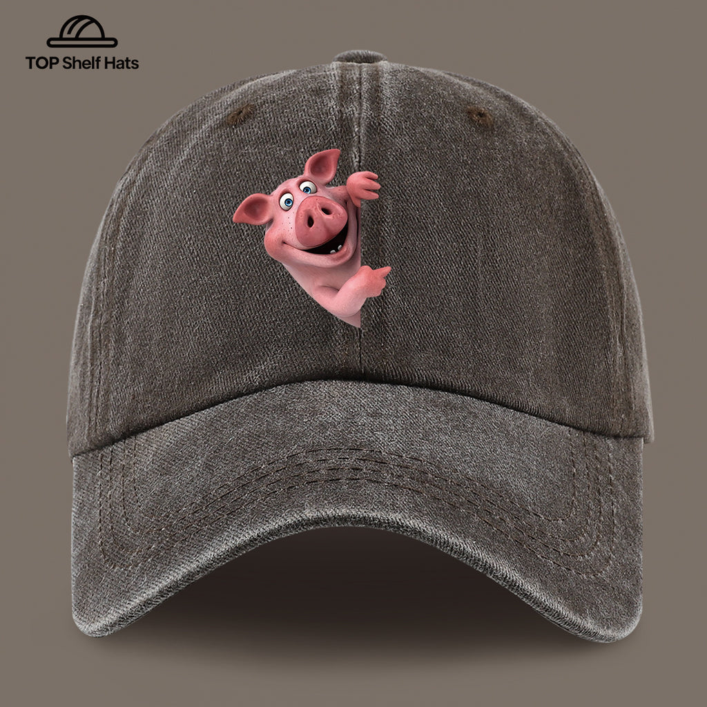 1pc 1pcs Cute Pig Print Baseball Cap Suitable for Men & Women, Lightweight Breathable Adjustable Cap with Pig, for Outdoor, Beach, Hiking, Fishing, Wedding, Birthday Gift, Pig-Themed Casual Hat for Casual Attire