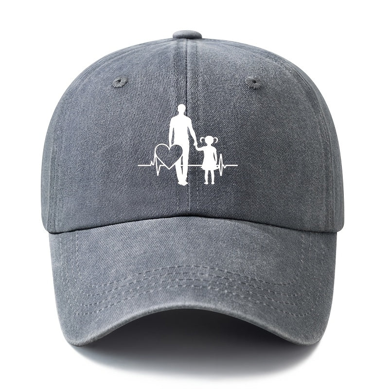 A Unisex Fashionable "Guardian Hand-in-Hand" Baseball Cap, Featuring a Classic Vintage Washed Lightweight Curved-brim Design. Suitable for Outdoor Vacations, Travel, Camping, and Other Casual Occasions. Also Works as a Hip-hop Cap for Holiday
