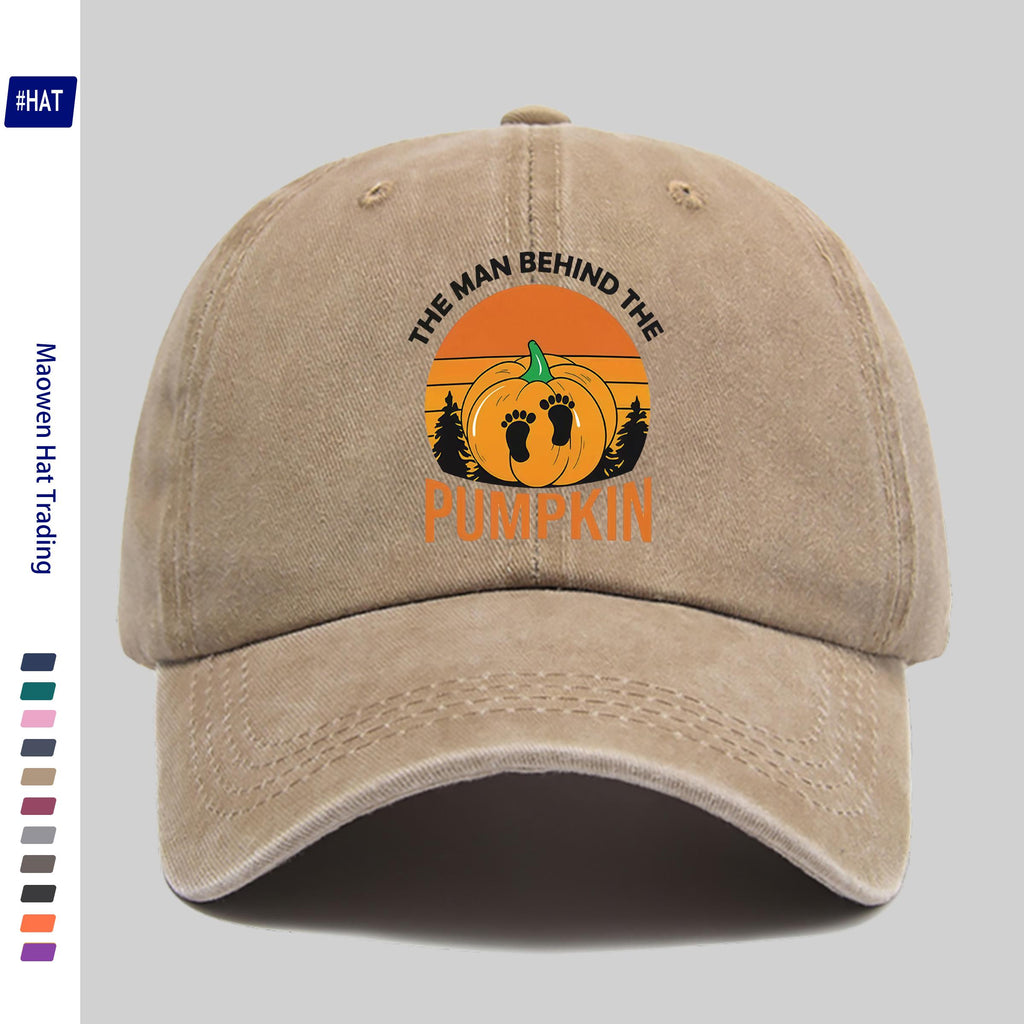 1 Halloween Pumpkin Footprint Pattern Heat-Pressed Washable Cap, New Vintage-Style Baseball Cap for Autumn And Winter, Unisex Adjustable Lightweight Outdoor Cap, Suitable for All Seasons, Travel And Casual Wear, Ideal for Sports Enthusiasts, Durable