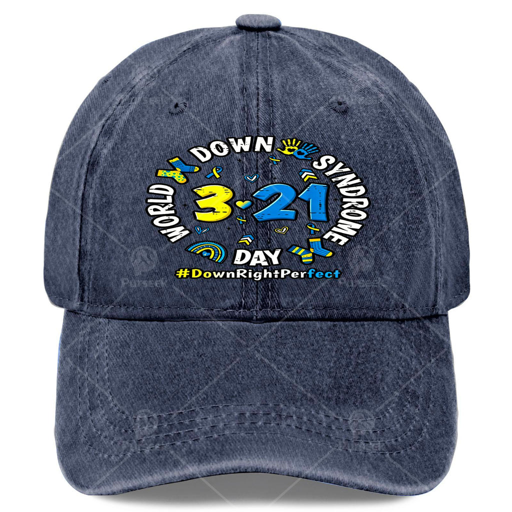 World Down Syndrome Day 3/21 Awareness Cap - Down Syndrome Ribbon, Unisex Adjustable Baseball Hat with Rainbow Print, Machine Washable for Awareness Month & Year-Round Advocacy Gifts Suitable for Men and Women