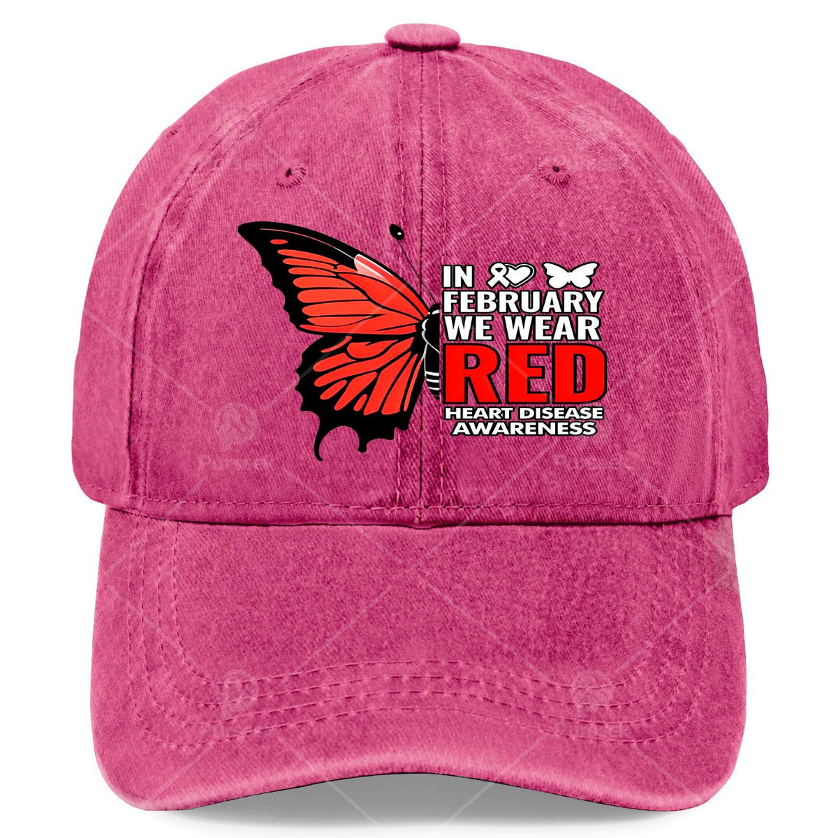 Men' & Women' Red Butterfly Heart Baseball Shirt - Unisex Pullover with Awareness Design, Machine Washable Sportswear Suitable for Casual Wear, Themed Events, and Everyday Outfits