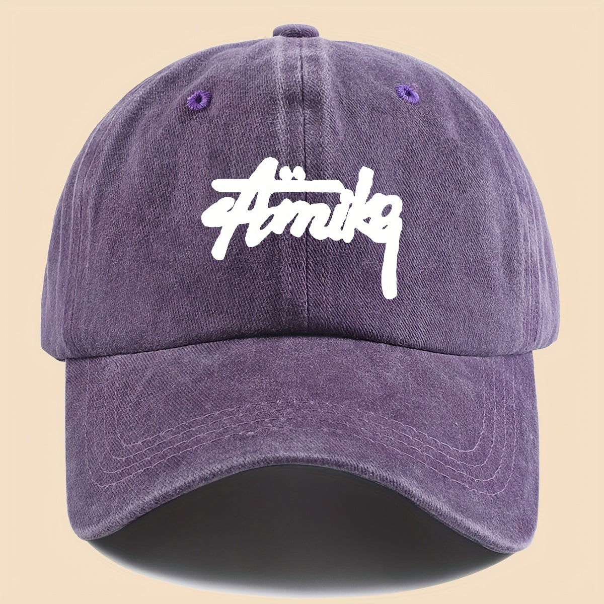 1pc AMIKE Printed Urban Cool Baseball Cap - Unisex Adjustable Washed Skate Cap for Outdoor Adventures, Breathable Fashion Unisex Design, Perfect for Hiking, Fishing, Dating - Ideal Gift for Teens, Couples, and Families for Birthdays/Holidays