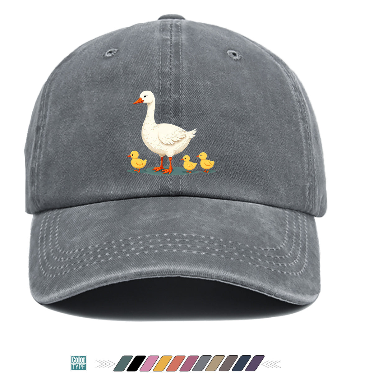 1pc Mother Goose And Three Little Yellow Ducks Warm Printed Baseball Cap Cute Pattern Sun Hat Fashionable And Versatile Unisex Duck Tongue Cap Adjustable Size Dad Fishing Hat Mom Strolling Hat Couple Skateboard Hat Suitable for Park Play