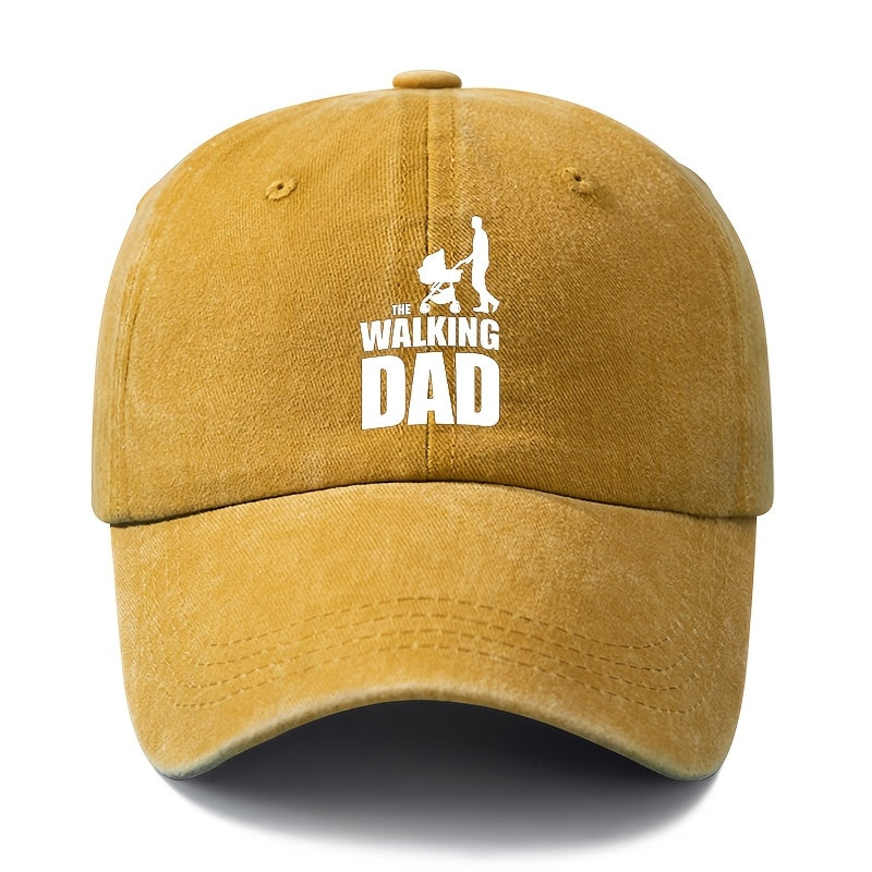 Unisex Fashion Versatile Printed WALKING DAD Baseball Cap, Classic Retro Washed Outdoor Lightweight Curved Brim Hat, Trucker Cap, Suitable for Outdoor Vacation Travel Camping And Casual Occasions, Holiday Party Hip-Hop Hat