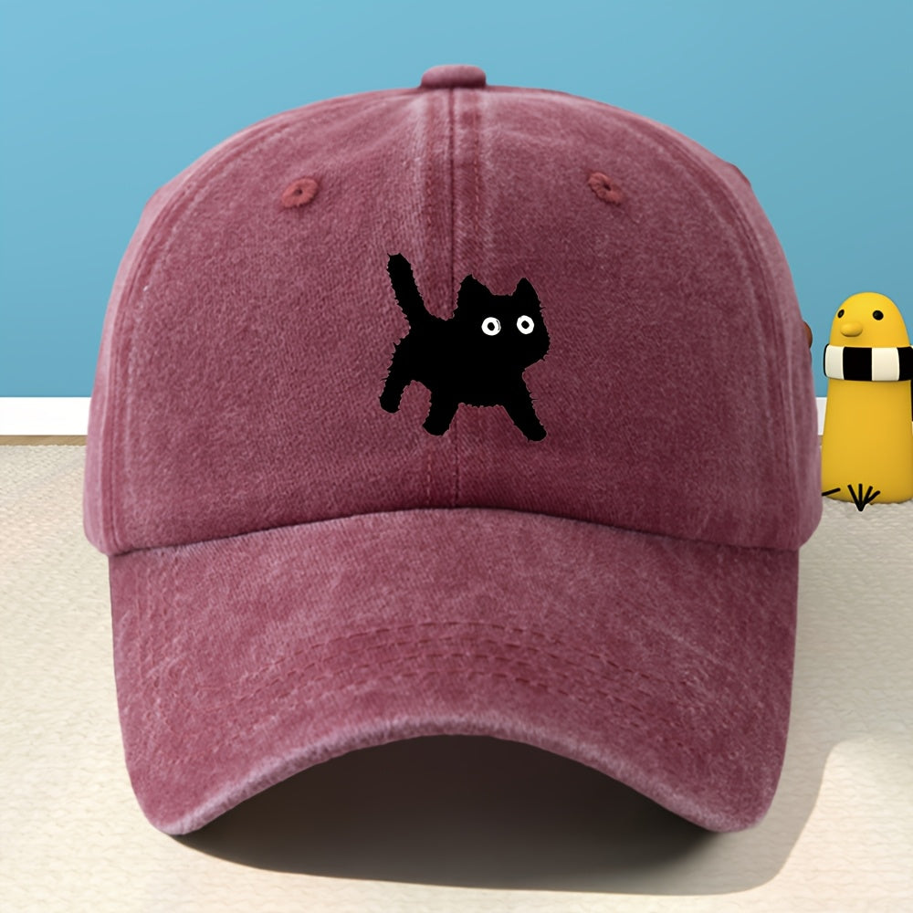 A Unisex Printed Baseball Cap, Unisex Classic Washed Distressed Retro Duck Tongue Hat, Outdoor Leisure Sports Shopping Vacation Hat, Personalized Street Rock Rap Hip-Hop Hat, Soft And Comfortable, Sweat-Absorbent, Adjustable Hat