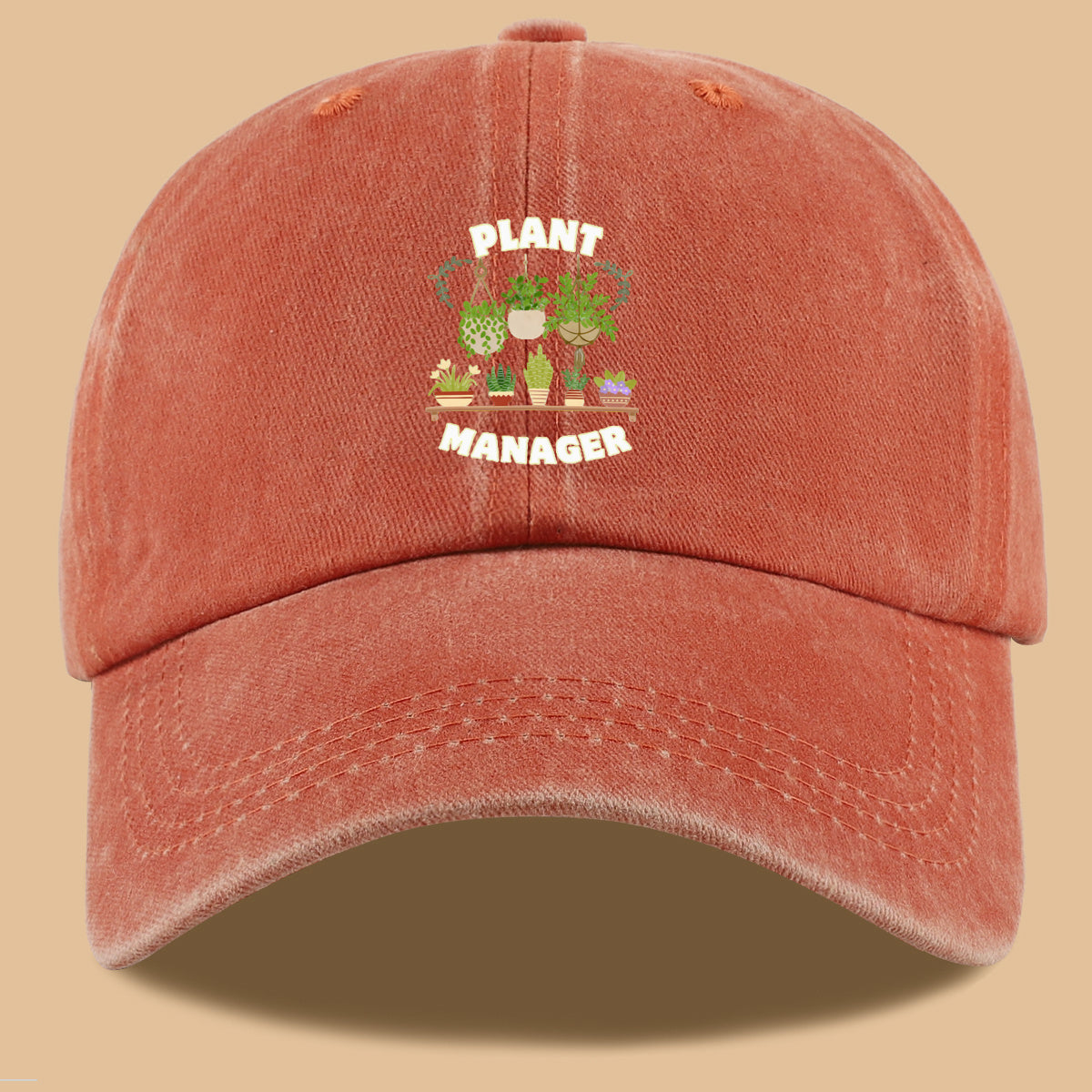 1pc "PLANT MANAGER" Plant-Themed Printed Baseball Cap, Cute Greenery Pattern Sun Hat, Fashionable Fresh Aesthetic Unisex Cap, Adjustable Size Gardening Enthusiast Essential Hat, Office Desktop Plant Lover Hat, Suitable for Outdoor Gardening