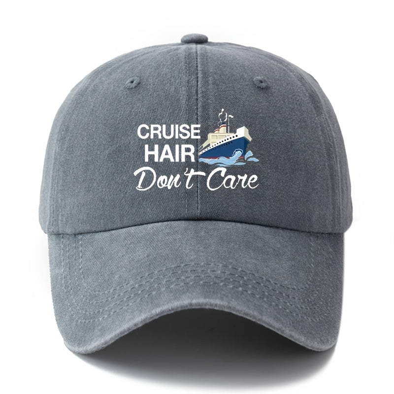 Unisex Polyester Baseball Cap by MAKEFGE, Featuring a Casual 'Hair Don'T Care' Print, Adjustable Hip-Hop Style with a Curved Brim, Perfect for Outdoor Sports And Truck Driving