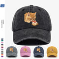 1pc Orange Cat Eating Strawberry Cake Fun Printed Baseball Cap, Cute And Playful Design Unisex Adjustable Size Casual Hat for Shopping, Dating, Coffee Shop Gatherings, Park Walks, Best Friend Outings, Weekend Fun, Party Activities, Trendy Accessory