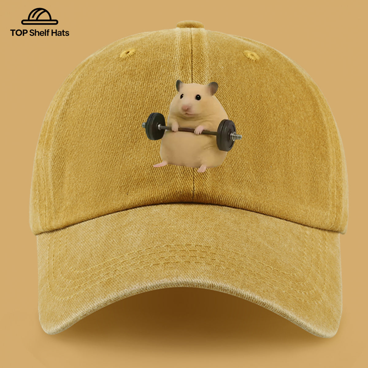 1pc Cute Adorable Golden Hamster Mouse Holding Dumbbell Pattern Design Printed Casual Baseball Cap, Lightweight Comfortable Breathable Adjustable Size, Perfect Gift for Couples on Valentine'S Day