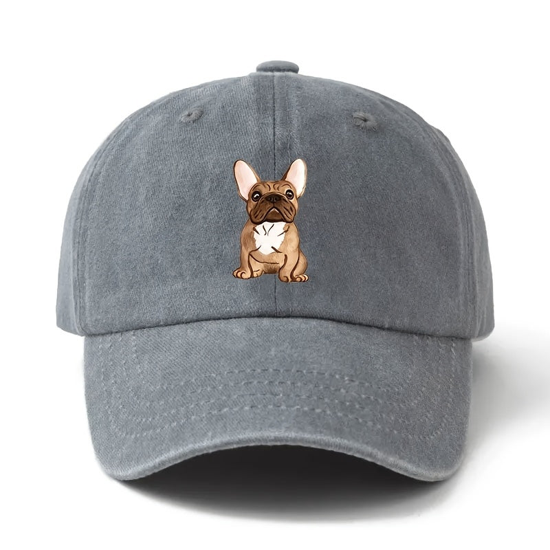 This Is a French Bulldog Pattern Printed Baseball Cap, Easy Lightweight Adjustable Size 6-Panel Hat Unisex Individual Comfortable Duckbill Cap Outdoor Sports Dining Camping Matching Trendy Fashion Curved Brim Hat Sports Event Cheerleading Matching S
