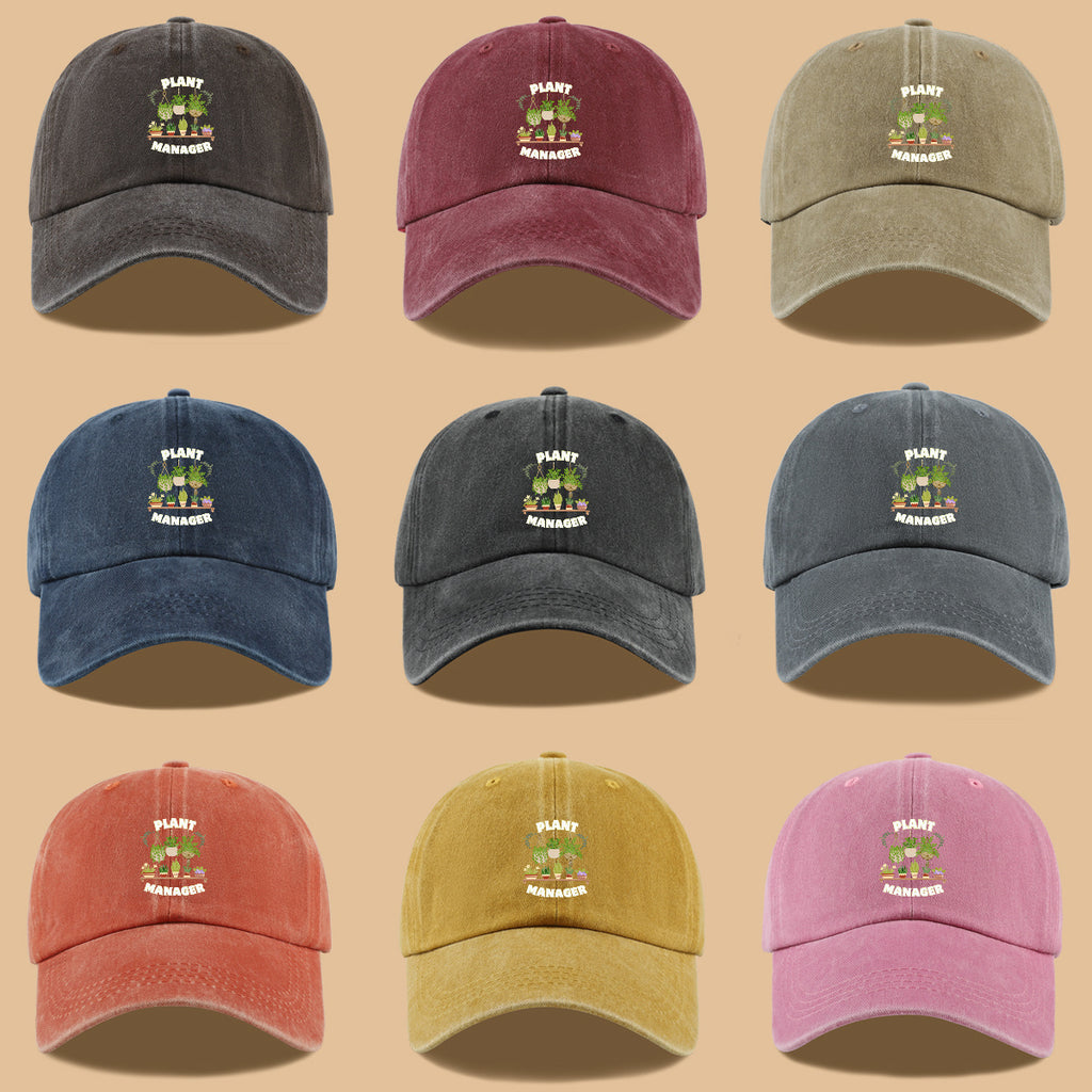 1pc "PLANT MANAGER" Plant-Themed Printed Baseball Cap, Cute Greenery Pattern Sun Hat, Fashionable Fresh Aesthetic Unisex Cap, Adjustable Size Gardening Enthusiast Essential Hat, Office Desktop Plant Lover Hat, Suitable for Outdoor Gardening